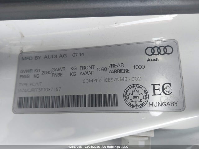 Aukcja sprzedaży 2015 Audi A3, vin: WAUCJRFF5F1037197, numer aukcji: 12557055