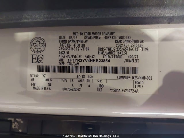 1FTYR2YV4HKB23854 Ford Transit-250