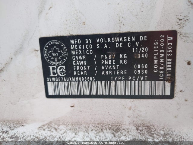 3VWG57AUXMM008603 Volkswagen Golf