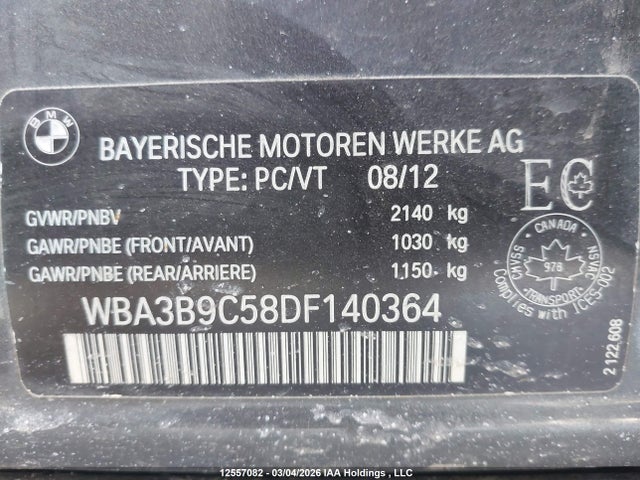 Продаж на аукціоні авто 2013 Bmw 335i Xdrive, vin: WBA3B9C58DF140364, номер лоту: 12557082
