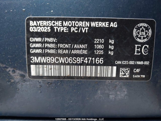 Aukcja sprzedaży 2025 Bmw 330i Xdrive, vin: 3MW89CW06S8F47166, numer aukcji: 12557085
