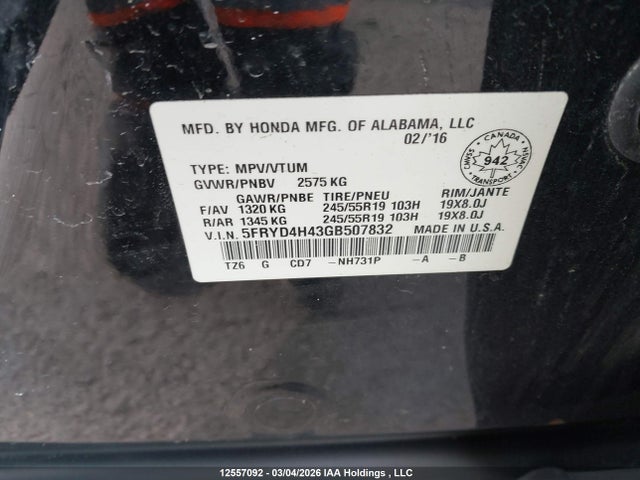 Aukcja sprzedaży 2016 Acura Mdx Technology, vin: 5FRYD4H43GB507832, numer aukcji: 12557092