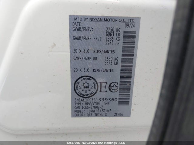 5N1AL1FS3SC339360 Infiniti QX60 LUXE