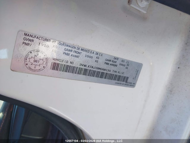 Aukcja sprzedaży 2011 Volkswagen Jetta Sel, vin: 3VWLX7AJ1BM368130, numer aukcji: 12557104