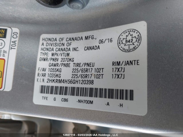 2HKRM4H56GH120398 Honda CR-V EX