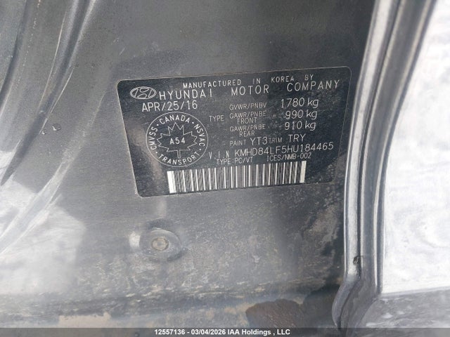 Продажа на аукционе авто 2017 Hyundai Elantra Se/value/limited, vin: KMHD84LF5HU184465, номер лота: 12557136