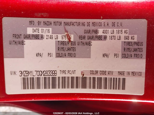 3MZBM1L70GM283399 Mazda Mazda3 Gs