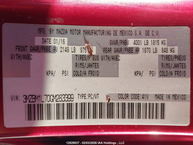 3MZBM1L70GM283399 Mazda Mazda3 Gs