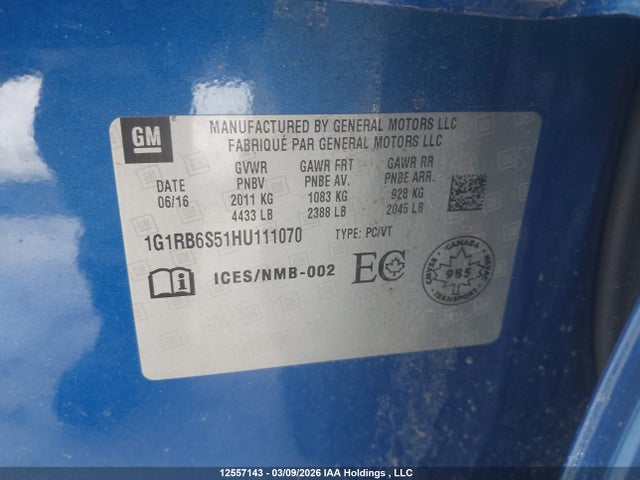 1G1RB6S51HU111070 Chevrolet Volt