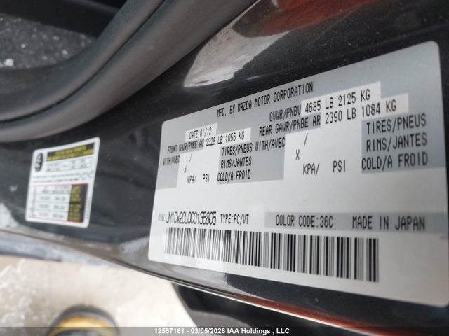 Aukcja sprzedaży 2012 Mazda Mazda5 Gs, vin: JM1CW2CL0C0135805, numer aukcji: 12557161