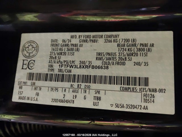 1FTFW3L8XRFB06638 Ford F150 Xlt