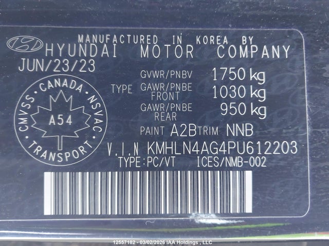 2023 Hyundai Elantra Sel მანქანა იყიდება აუქციონზე, vin: KMHLN4AG4PU612203, აუქციონის ნომერი: 12557182