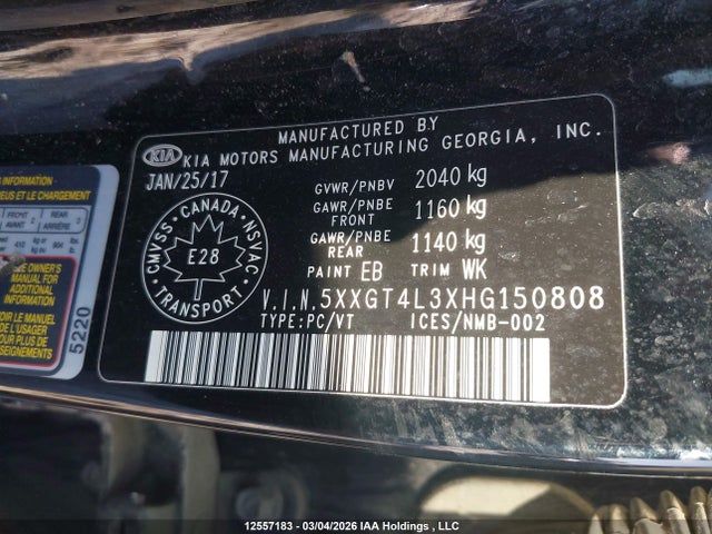 5XXGT4L3XHG150808 KIA Optima Lx/lx+