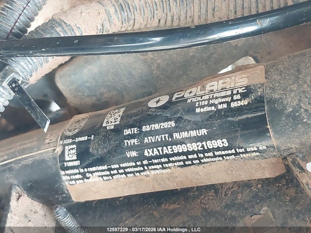 4XATAE999S8216983 Polaris Ranger 1000 Eps/1000 Premium