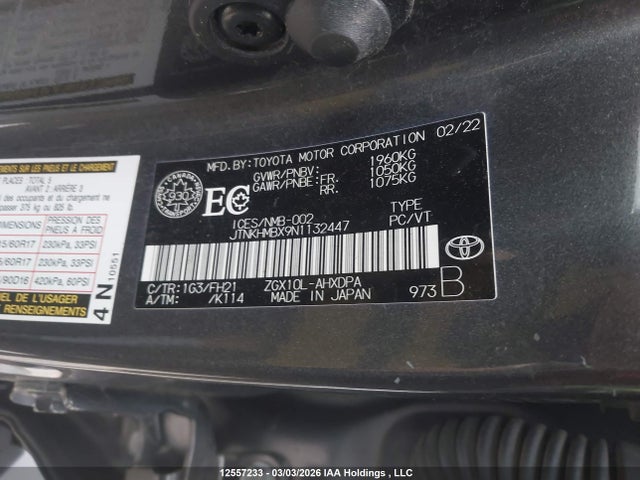 Продажа на аукционе авто 2022 Toyota C-hr Le, vin: JTNKHMBX9N1132447, номер лота: 12557233
