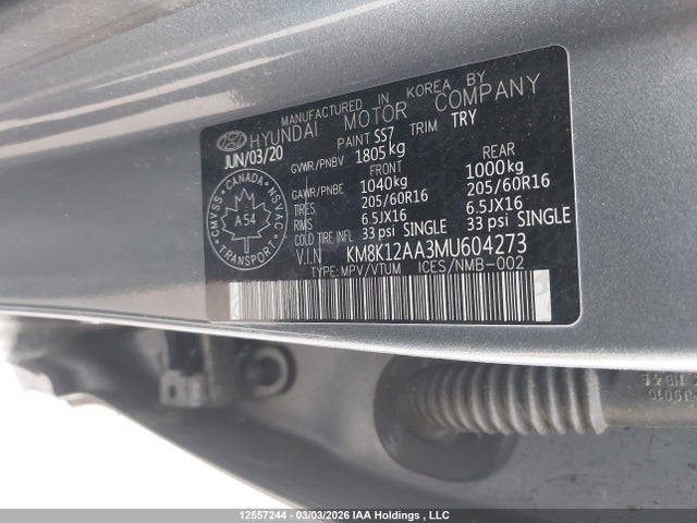 Продаж на аукціоні авто 2021 Hyundai Kona Se, vin: KM8K12AA3MU604273, номер лоту: 12557244