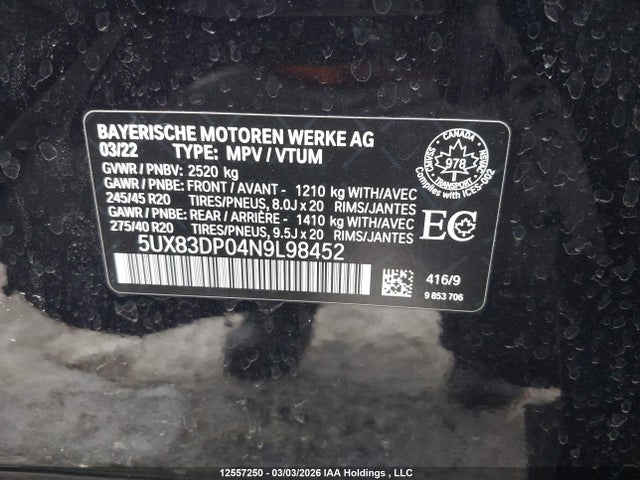 5UX83DP04N9L98452 BMW X3 M40i