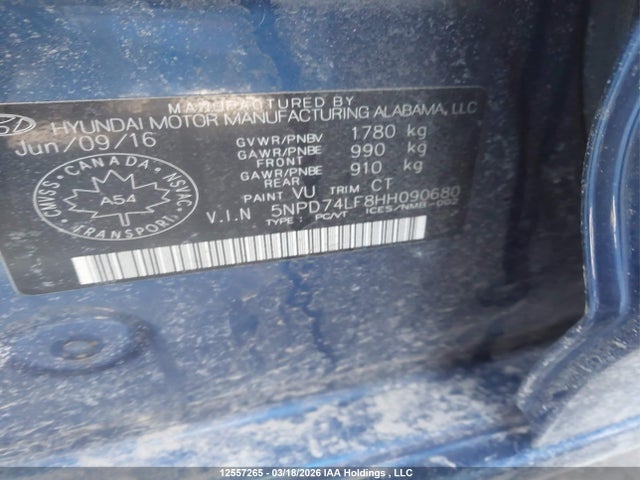 5NPD74LF8HH090680 Hyundai Elantra Le