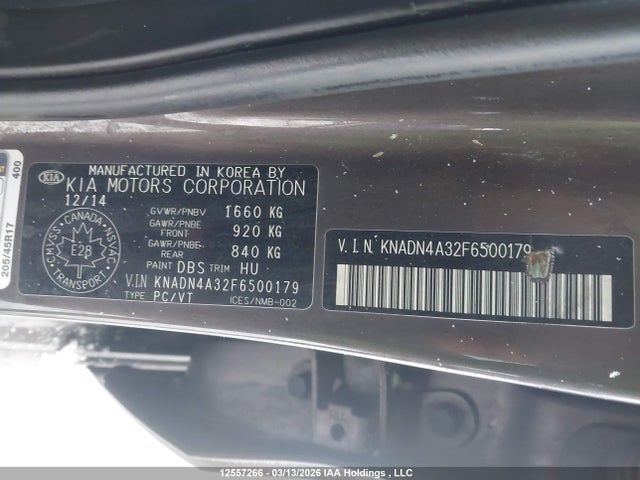 12557266 :رقم المزاد ، KNADN4A32F6500179 vin ، 2015 Kia Rio Ex/ex+/lx/lx+/sx مزاد بيع