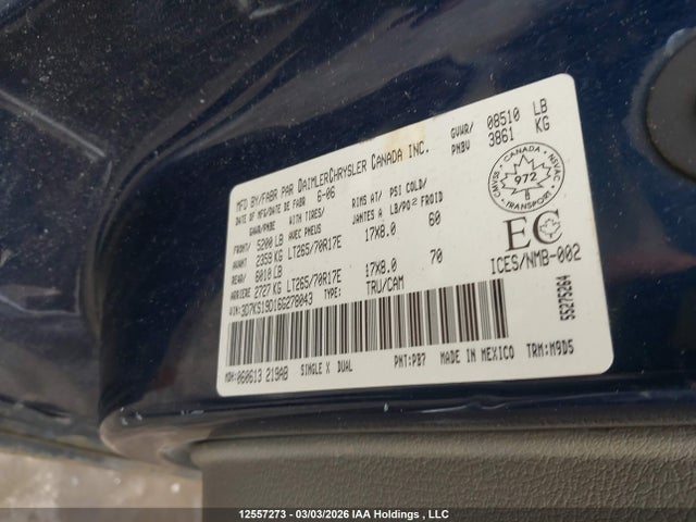 Aukcja sprzedaży 2006 Dodge Ram 1500 Slt, vin: 3D7KS19D16G278043, numer aukcji: 12557273