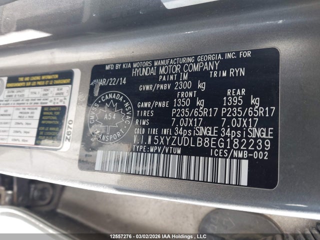 5XYZUDLB8EG182239 Hyundai Santa Fe Sport 2.4 Premium