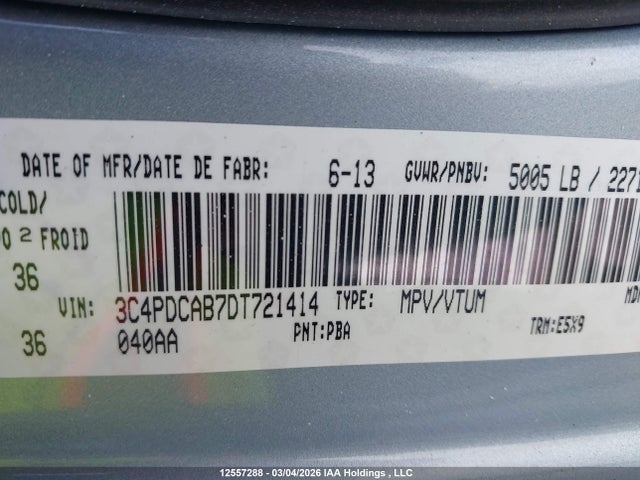 Aukcja sprzedaży 2013 Dodge Journey Cvp/se Plus, vin: 3C4PDCAB7DT721414, numer aukcji: 12557288