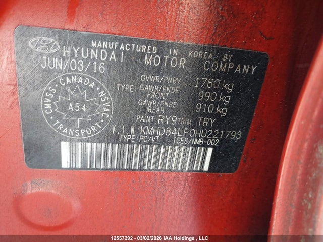 KMHD84LF0HU221793 Hyundai ELANTRA GL