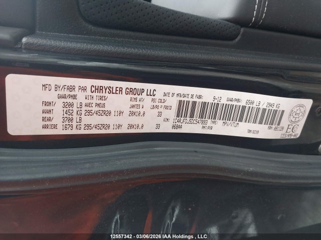 Продажа на аукционе авто 2013 Jeep Grand Cherokee Srt8, vin: 1C4RJFDJ5DC547893, номер лота: 12557342