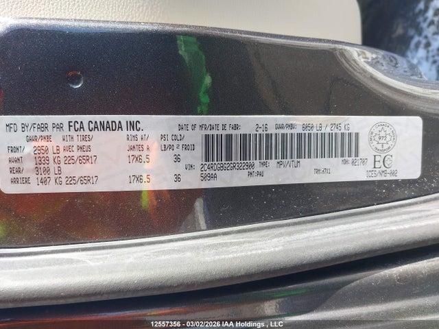 Aukcja sprzedaży 2016 Dodge Grand Caravan Se, vin: 2C4RDGBG2GR322900, numer aukcji: 12557356