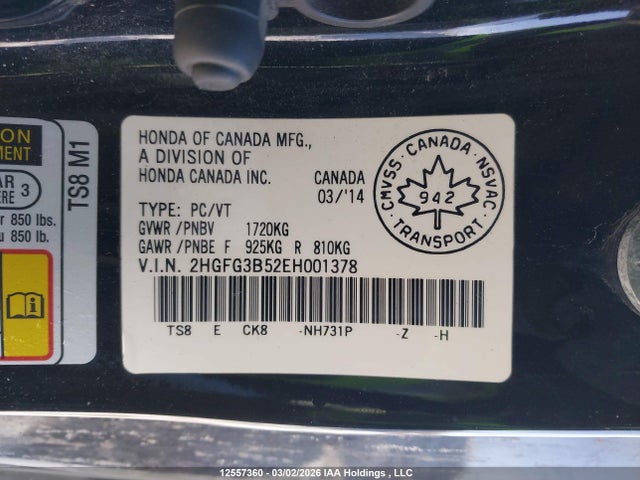 2HGFG3B52EH001378 Honda Civic Lx