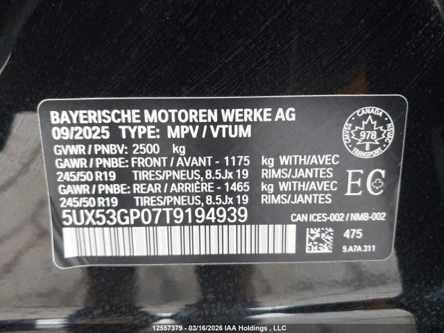 5UX53GP07T9194939 BMW X3 30 Xdrive
