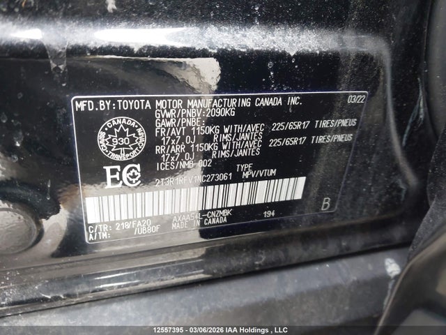 2T3R1RFV1NC273061 Toyota Rav4 Xle/xle Premium