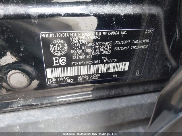 2T3R1RFV1NC273061 Toyota Rav4 Xle/xle Premium
