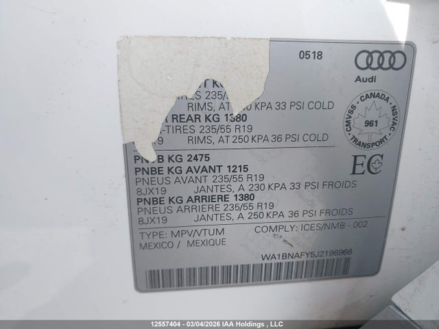 WA1BNAFY5J2196966 Audi Q5 Premium Plus