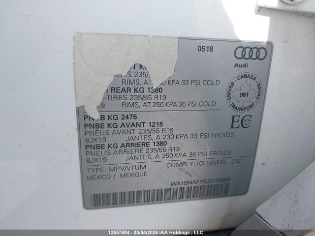 WA1BNAFY5J2196966 Audi Q5 Premium Plus