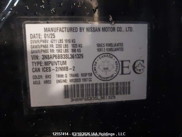 12557414 :رقم المزاد ، 3N8AP6BB3SL361329 vin ، 2025 Nissan Kicks S مزاد بيع