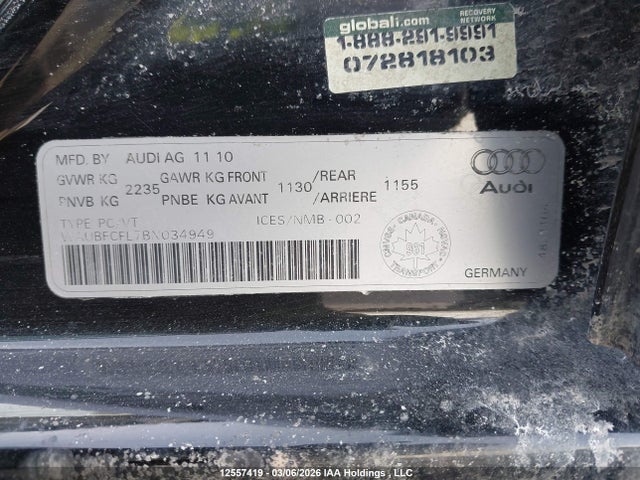 Продаж на аукціоні авто 2011 Audi A4 Premium, vin: WAUBFCFL7BN034949, номер лоту: 12557419