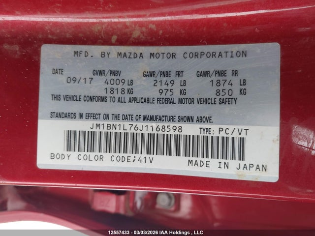 JM1BN1L76J1168598 Mazda Mazda3 50th Anniversary Edition/gs