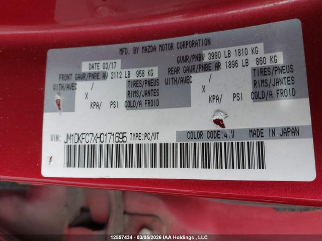 Продаж на аукціоні авто 2017 Mazda Cx-3, vin: JM1DKFC7XH0171695, номер лоту: 12557434