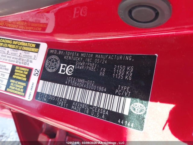 12557440 :رقم المزاد ، 4T1DBADK4SU001964 vin ، 2025 Toyota Camry مزاد بيع