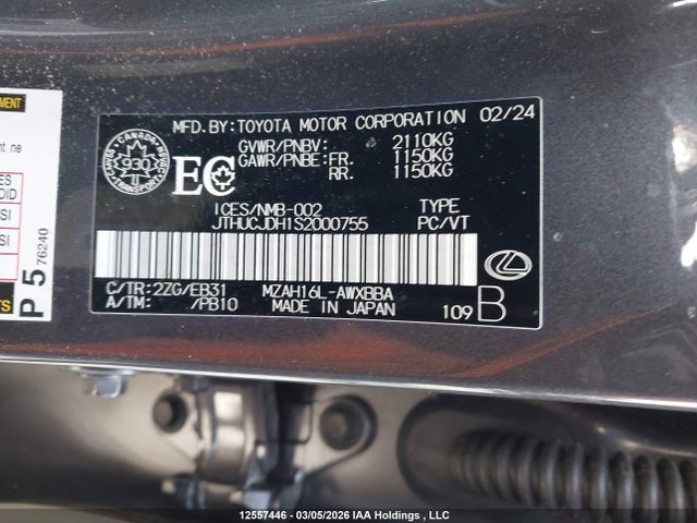 Aukcja sprzedaży 2025 Lexus Ux 300h, vin: JTHUCJDH1S2000755, numer aukcji: 12557446