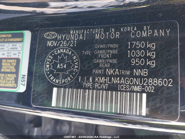 Продаж на аукціоні авто 2022 Hyundai Elantra Sel, vin: KMHLN4AG0NU288602, номер лоту: 12557461