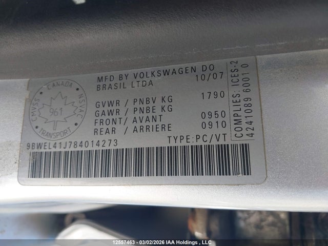 Продаж на аукціоні авто 2008 Volkswagen City Golf 2.0l, vin: 9BWEL41J784014273, номер лоту: 12557463