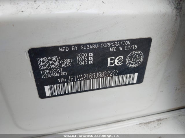JF1VA2T69J9832227 Subaru Wrx Sti Limited
