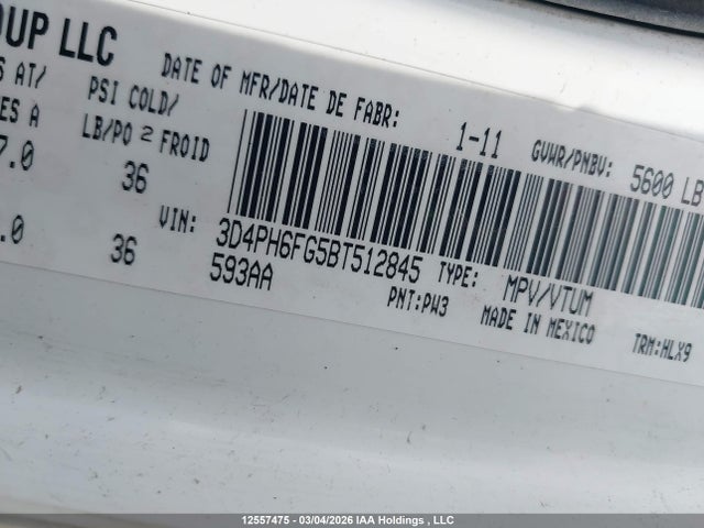 Продажа на аукционе авто 2011 Dodge Journey R/t, vin: 3D4PH6FG5BT512845, номер лота: 12557475