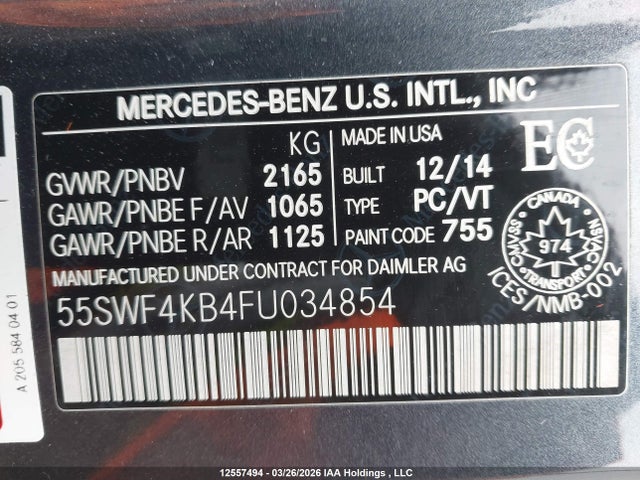 55SWF4KB4FU034854 Mercedes-Benz C 300 4matic