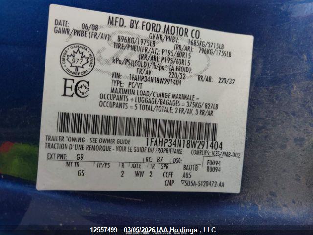 Aukcja sprzedaży 2008 Ford Focus S/se, vin: 1FAHP34N18W291404, numer aukcji: 12557499