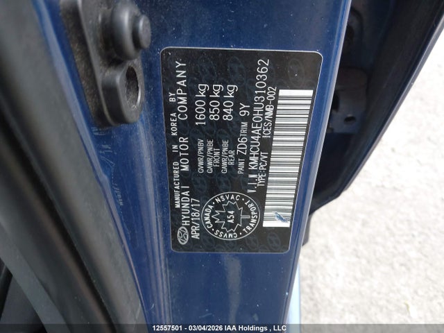 KMHCU4AE0HU310362 Hyundai ACCENT GLS