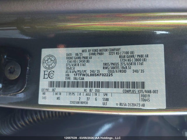 Ford F-150 Xlt 2025 1FTFW3L88SKF02225 Image 9