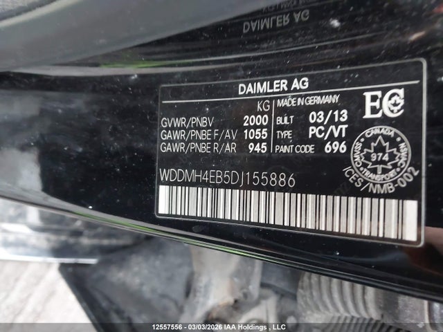 Aukcja sprzedaży 2013 Mercedes-benz B 250 Sports Tourer, vin: WDDMH4EB5DJ155886, numer aukcji: 12557556